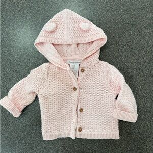 Tommy Bahama Baby Girls Pink Crochet Hooded Sweater Cardigan Infant